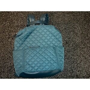 Tommy Bahama Backpack Teal Quilted Laptop Zippered Pockets‎ Shoulder Straps